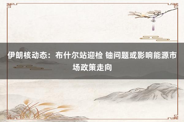 伊朗核动态：布什尔站迎检 铀问题或影响能源市场政策走向