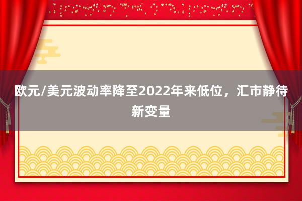 欧元/美元波动率降至2022年来低位，汇市静待新变量
